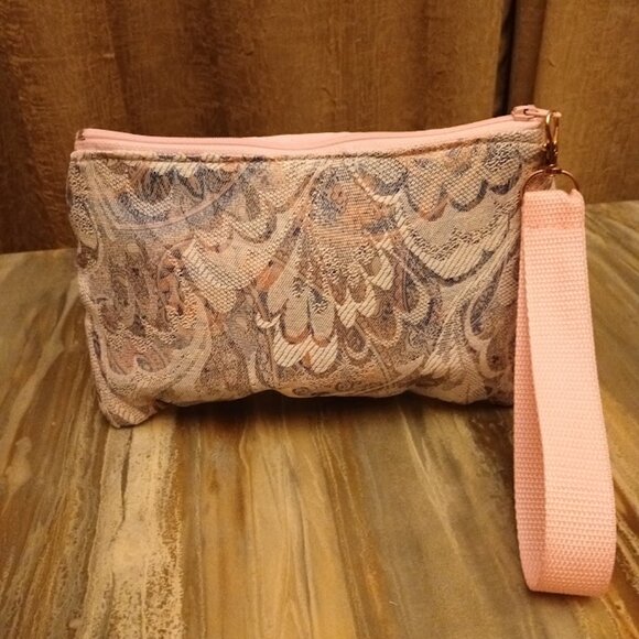 New Zippy Hanging Satin Wristlet Clutch Pouch Make-up Bags Floral Abstract print - Picture 13 of 14